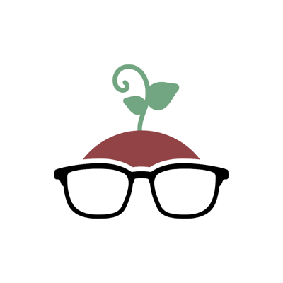 Chris The Amateur Gardener logo, a sprouting seedling above a pair of glasses